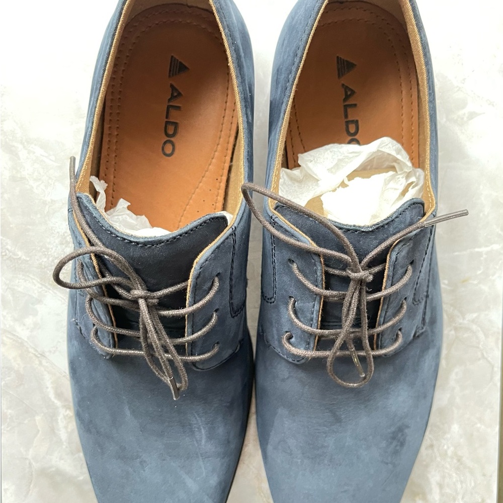 Aldo Blue Oxford Shoes with Suede Finish